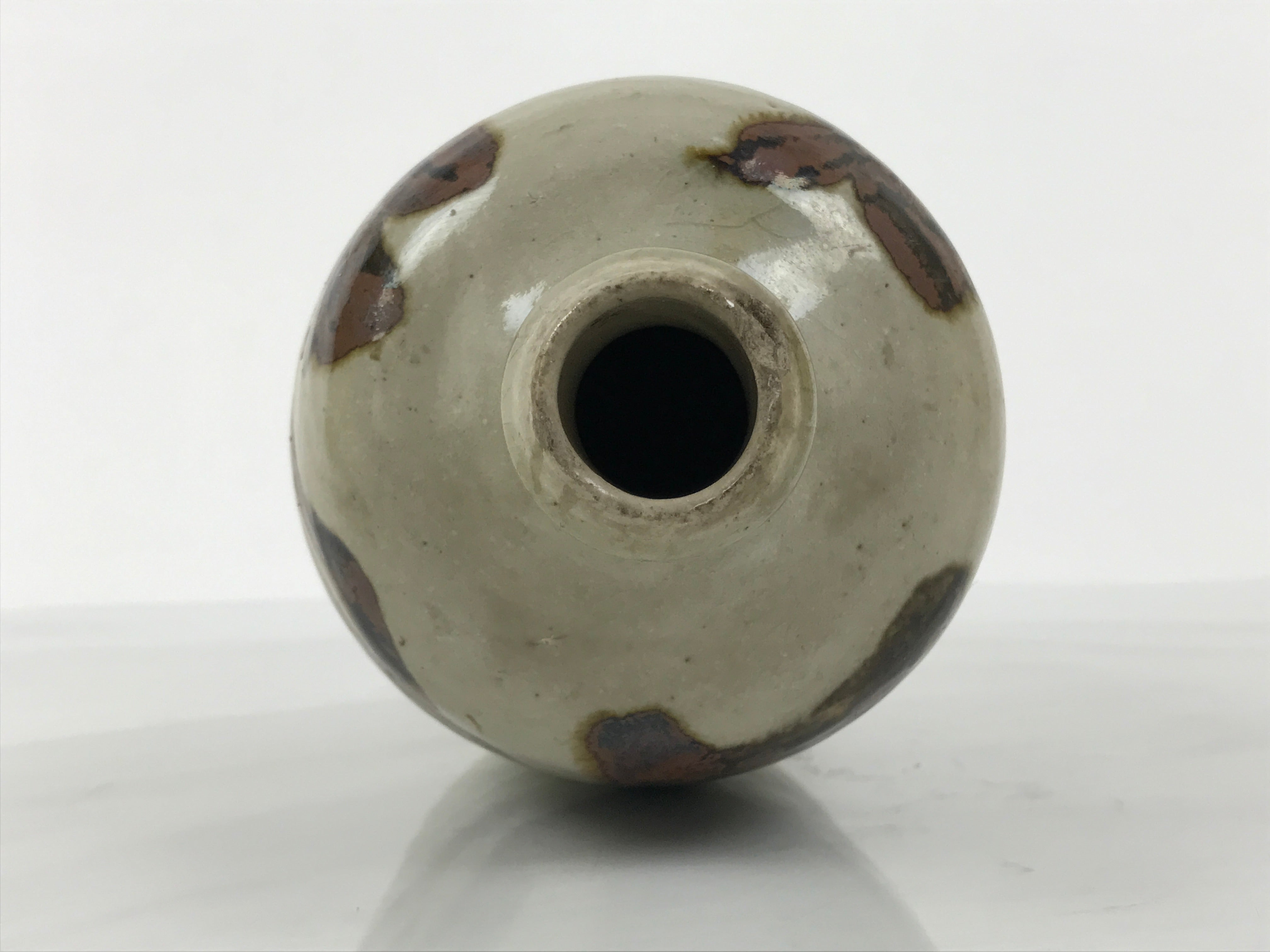 Antique Japanese Ceramic Sake Bottle Kayoi-Tokkuri Gray Kanji Nagara TS853