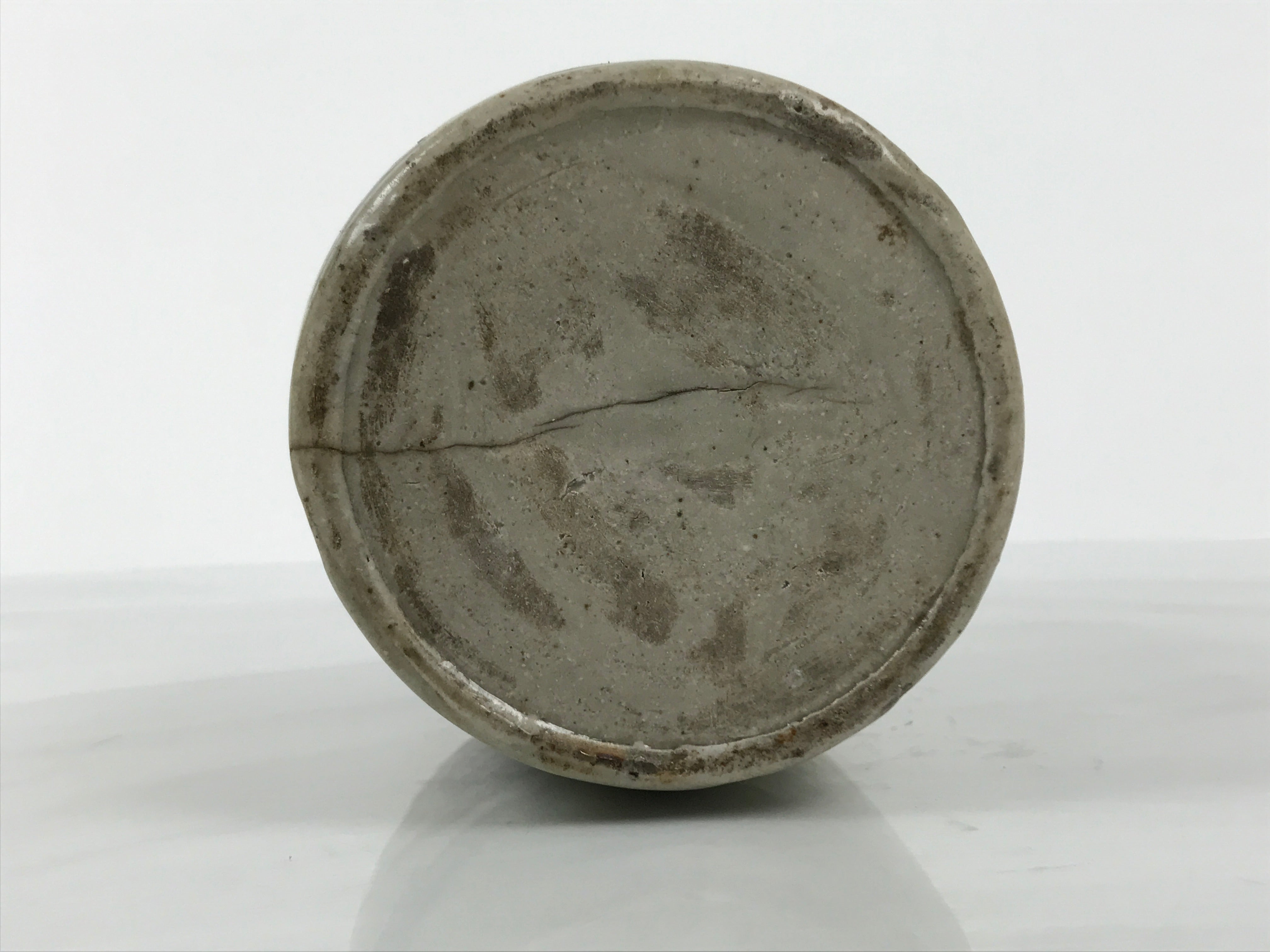 Antique Japanese Ceramic Sake Bottle Kayoi-Tokkuri Gray Kanji Nagara TS853