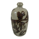 Antique Japanese Ceramic Sake Bottle Kayoi-Tokkuri Gray Kanji Nagara TS853