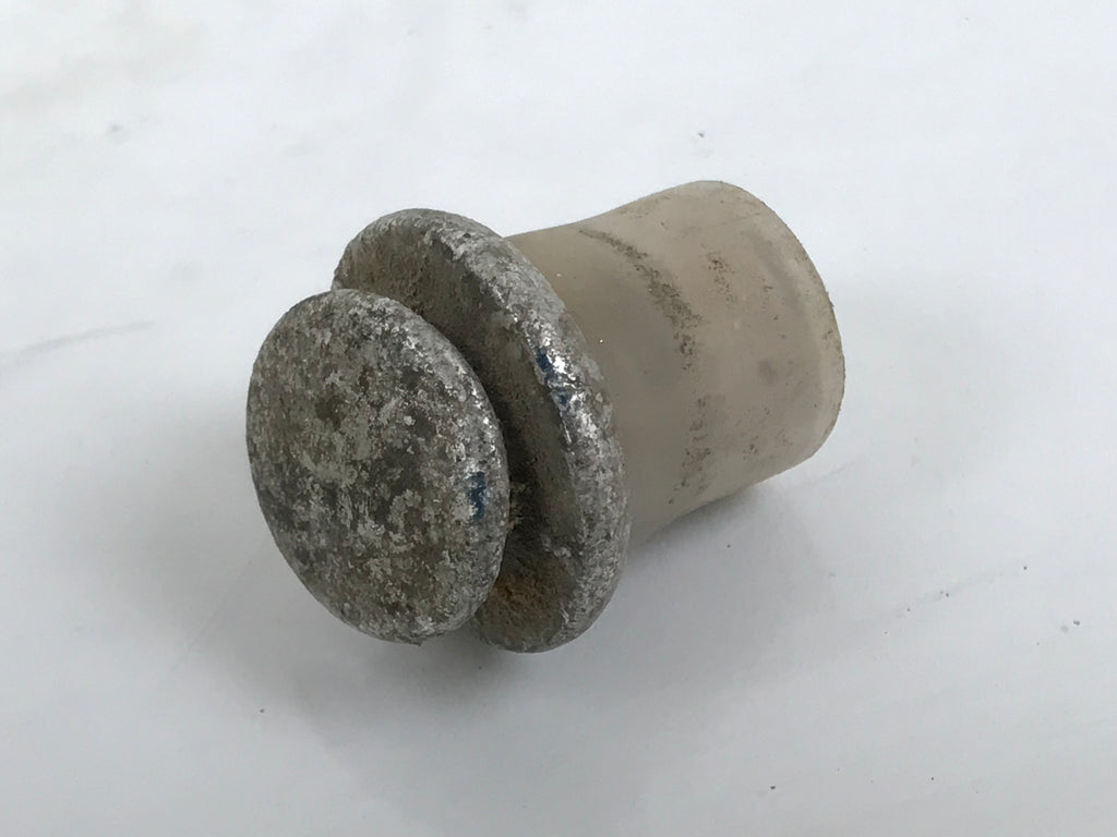 Antique Japanese Ceramic Sake Bottle Kayoi-Tokkuri Gray Kanji Nakahata Lid TS866