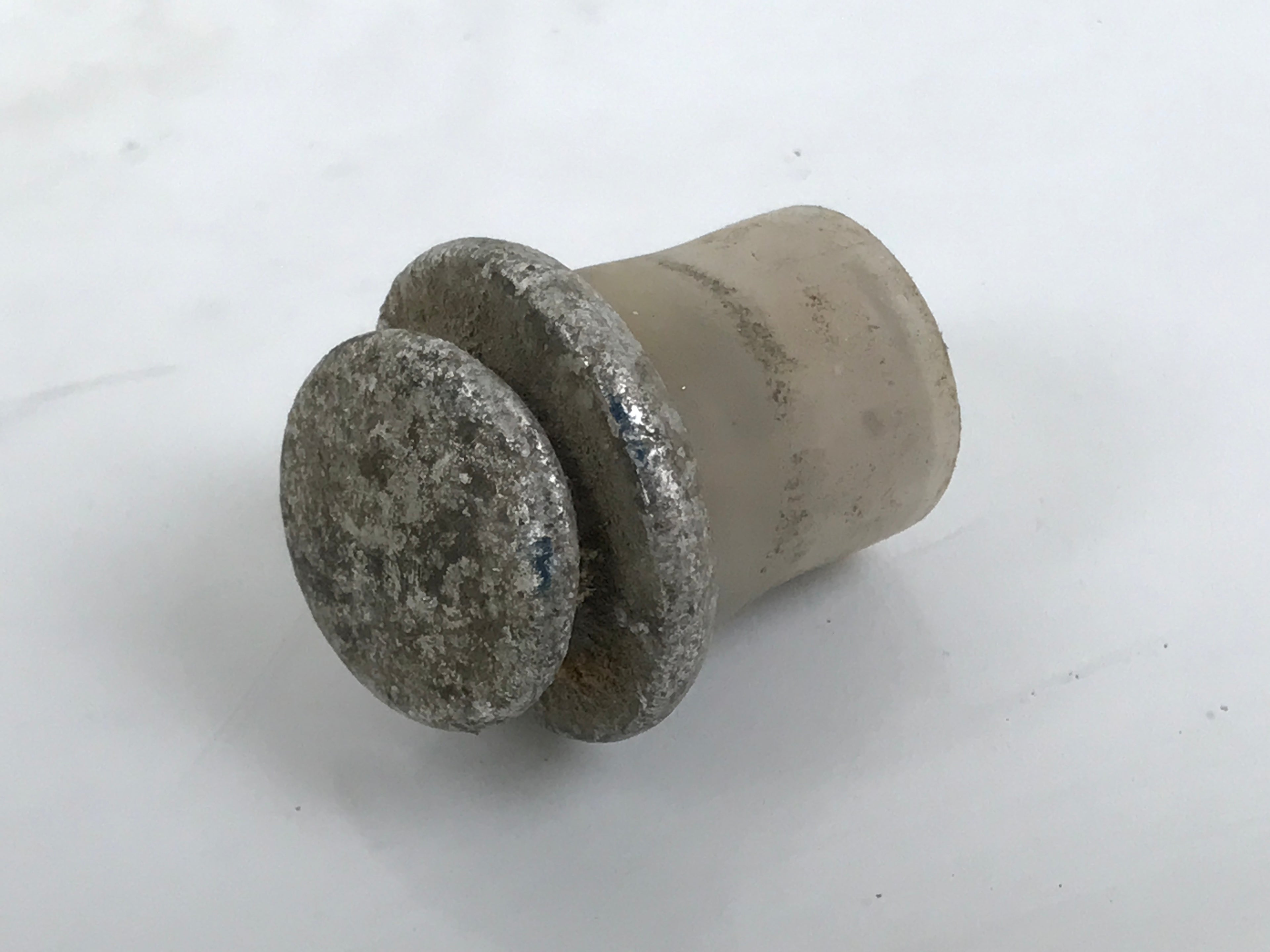 Antique Japanese Ceramic Sake Bottle Kayoi-Tokkuri Gray Kanji Nakahata Lid TS866