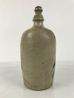 Antique Japanese Ceramic Sake Bottle Kayoi-Tokkuri Gray Kanji Nakahata Lid TS866