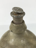 Antique Japanese Ceramic Sake Bottle Kayoi-Tokkuri Gray Kanji Nakahata Lid TS866