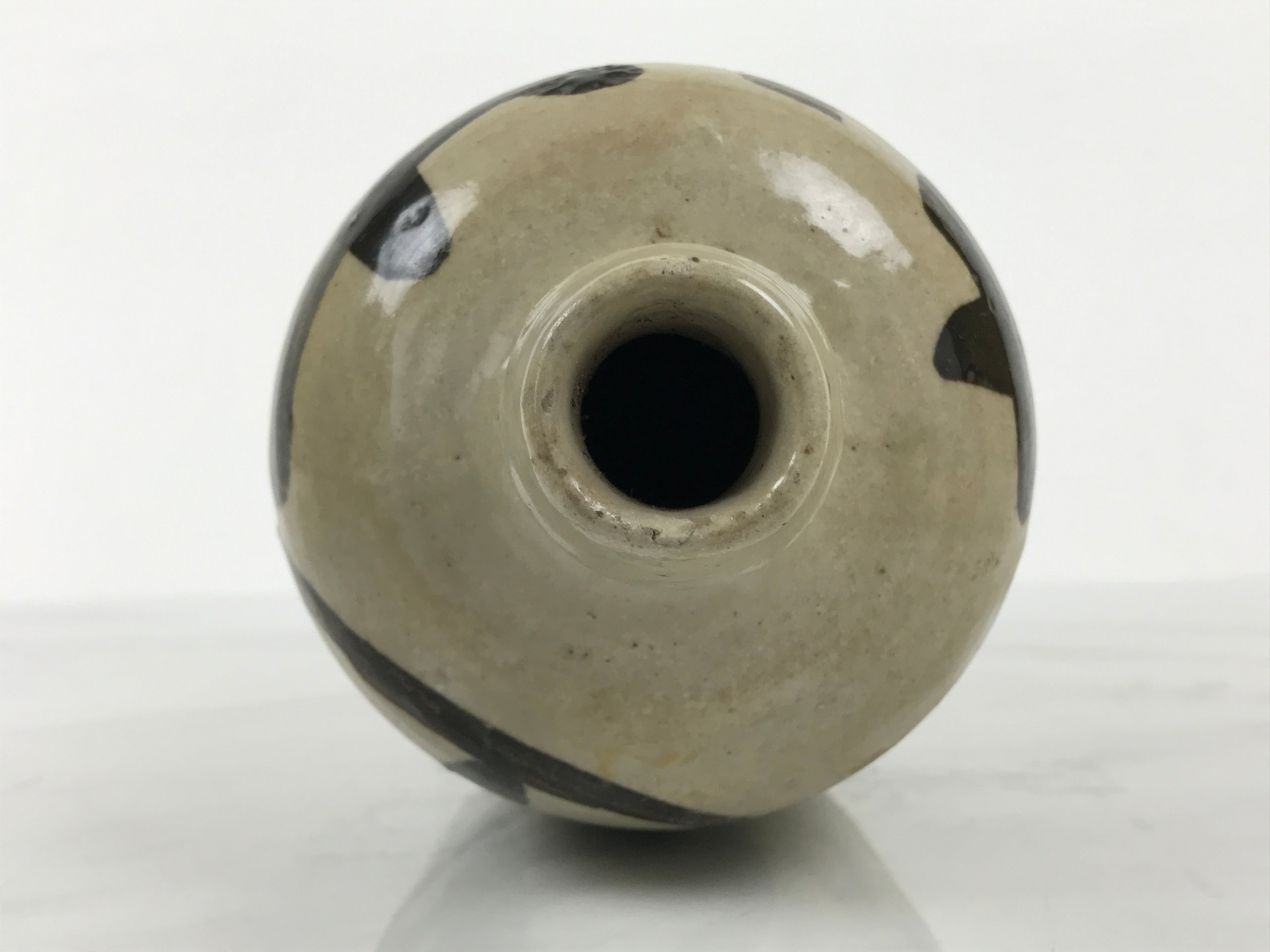 Antique Japanese Ceramic Sake Bottle Kayoi-Tokkuri Gray Kanji Nakamura TS864