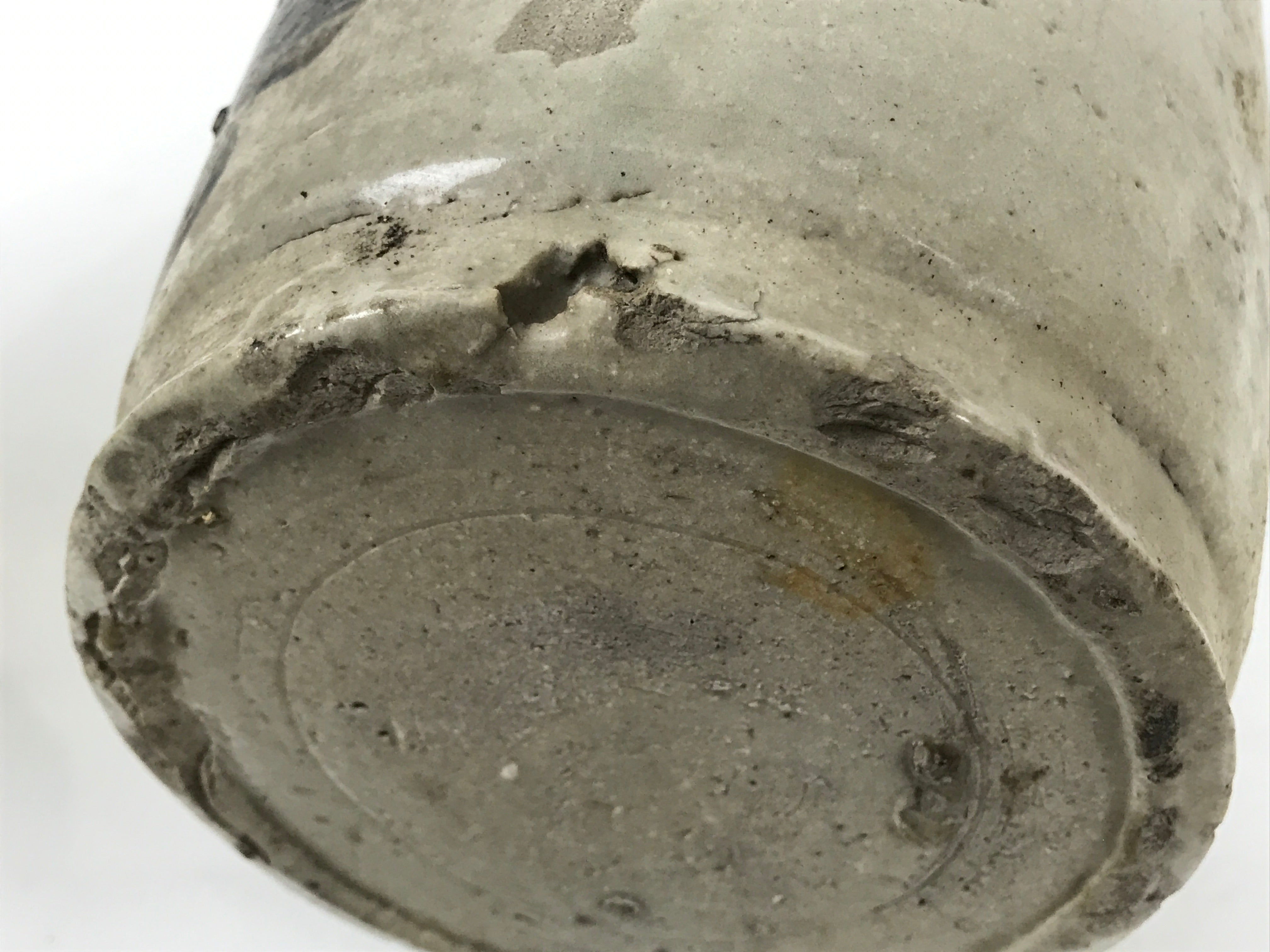 Antique Japanese Ceramic Sake Bottle Kayoi-Tokkuri Gray Kanji Nakamura TS864