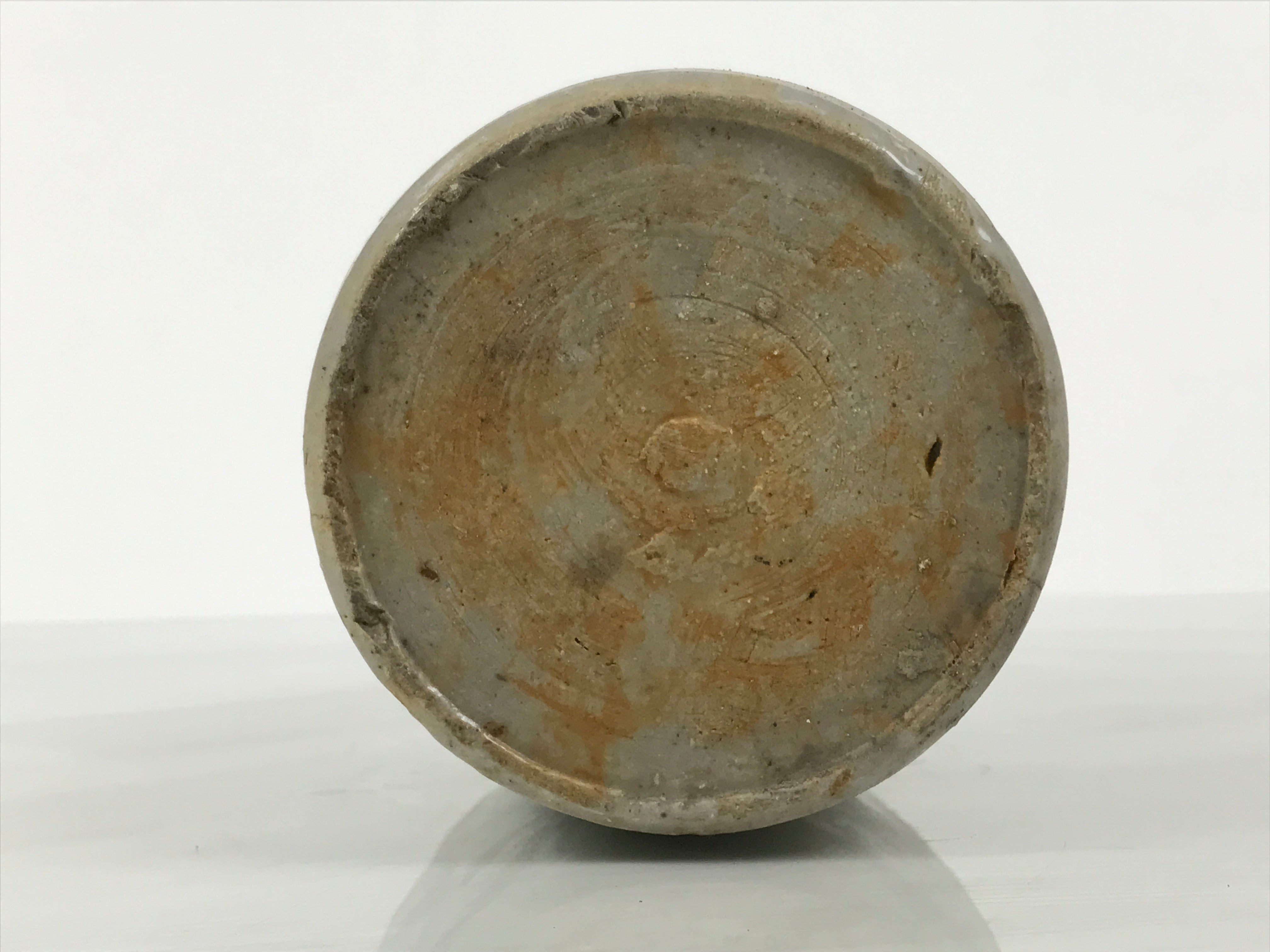 Antique Japanese Ceramic Sake Bottle Kayoi-Tokkuri Gray Kanji Omuraya TS854