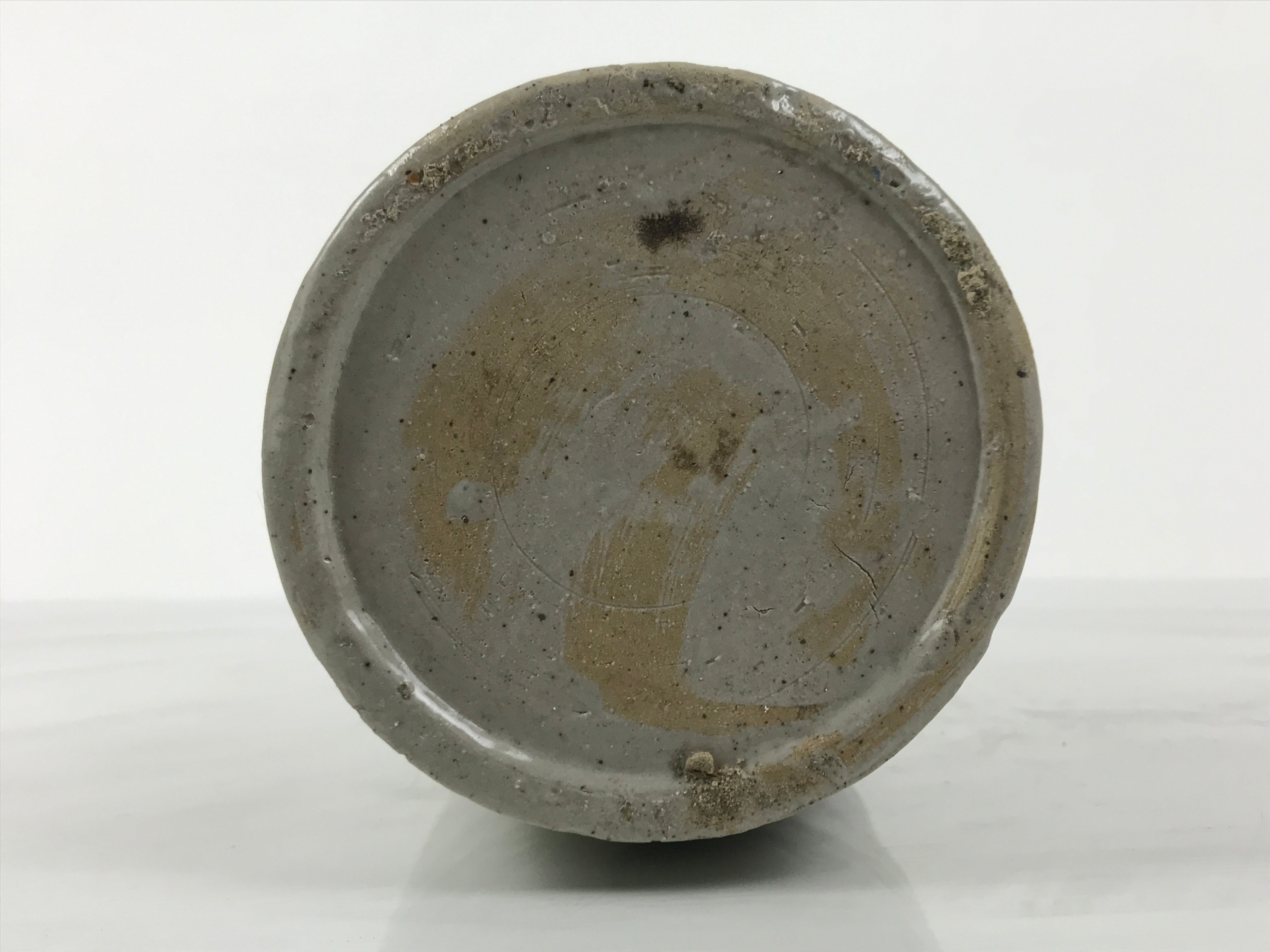 Antique Japanese Ceramic Sake Bottle Kayoi-Tokkuri Gray Kanji Sanoya TS860