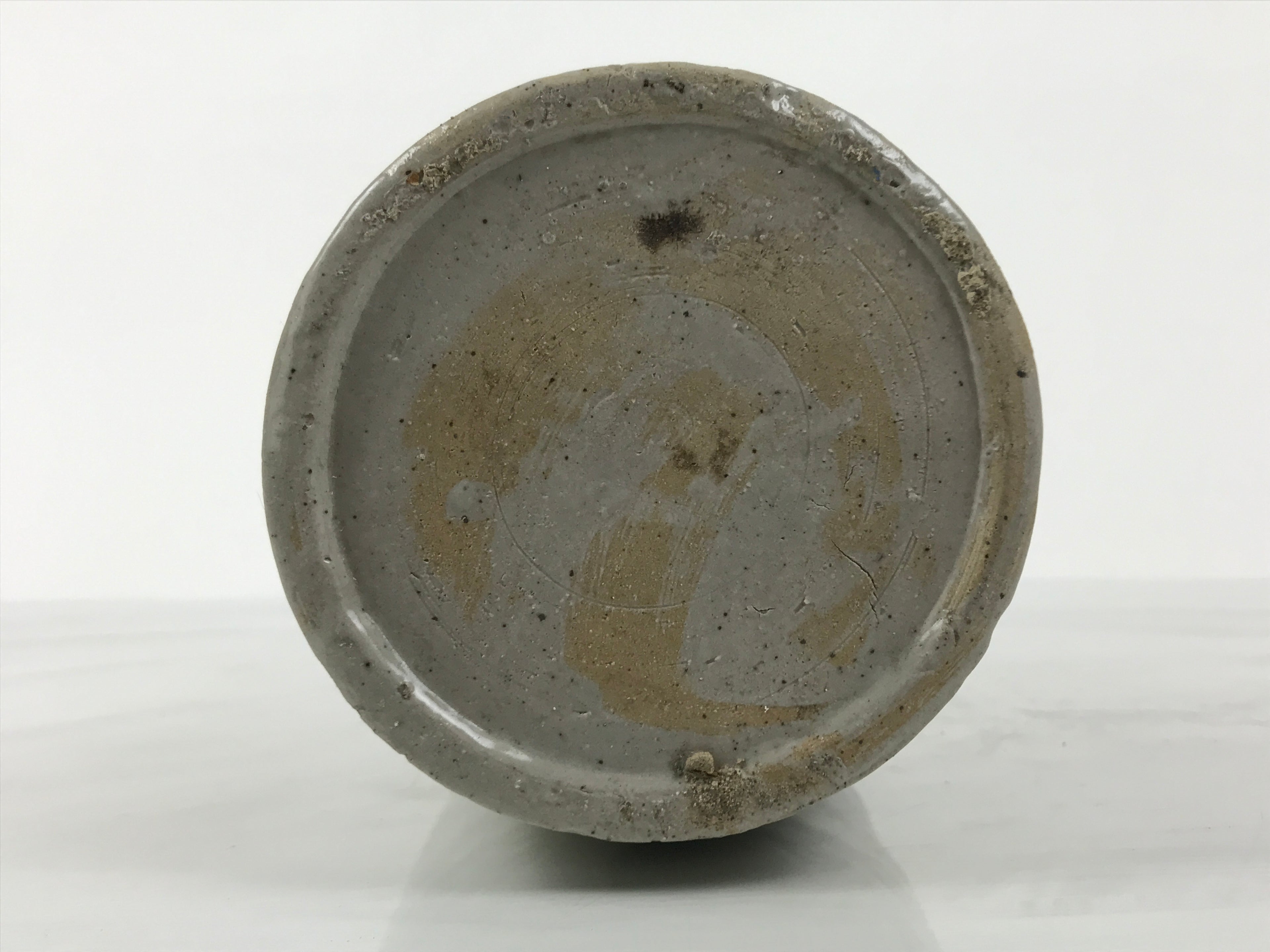 Antique Japanese Ceramic Sake Bottle Kayoi-Tokkuri Gray Kanji Sanoya TS860