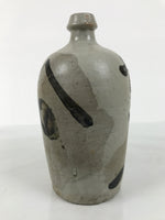 Antique Japanese Ceramic Sake Bottle Kayoi-Tokkuri Gray Kanji Shirakiya TS858