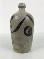 Antique Japanese Ceramic Sake Bottle Kayoi-Tokkuri Gray Kanji Shirakiya TS858