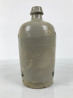Antique Japanese Ceramic Sake Bottle Kayoi-Tokkuri Gray Kanji Suzukiya TS867