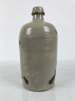Antique Japanese Ceramic Sake Bottle Kayoi-Tokkuri Gray Kanji Suzukiya TS867