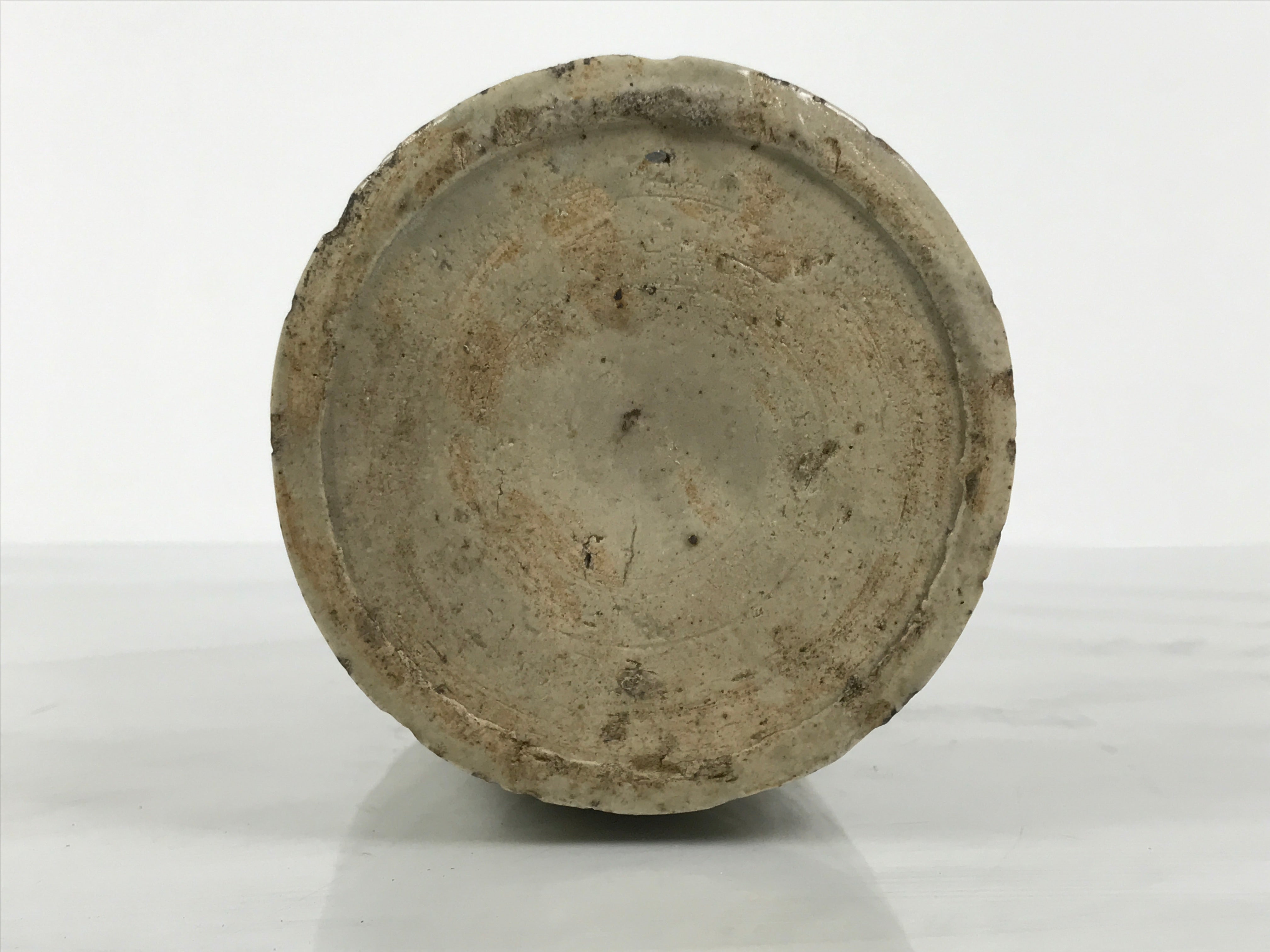 Antique Japanese Ceramic Sake Bottle Kayoi-Tokkuri Gray Kanji Suzukiya TS867