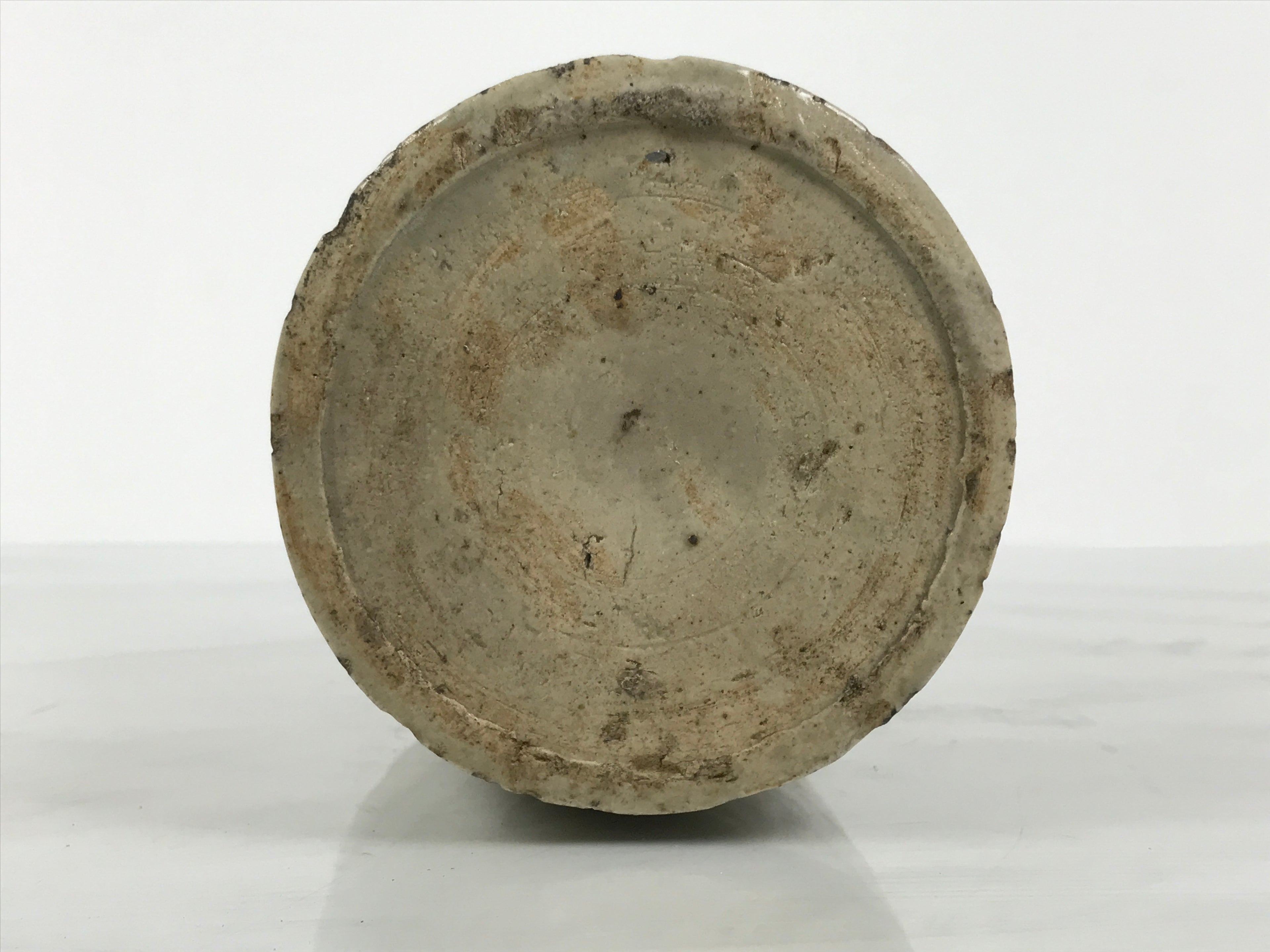 Antique Japanese Ceramic Sake Bottle Kayoi-Tokkuri Gray Kanji Suzukiya TS867