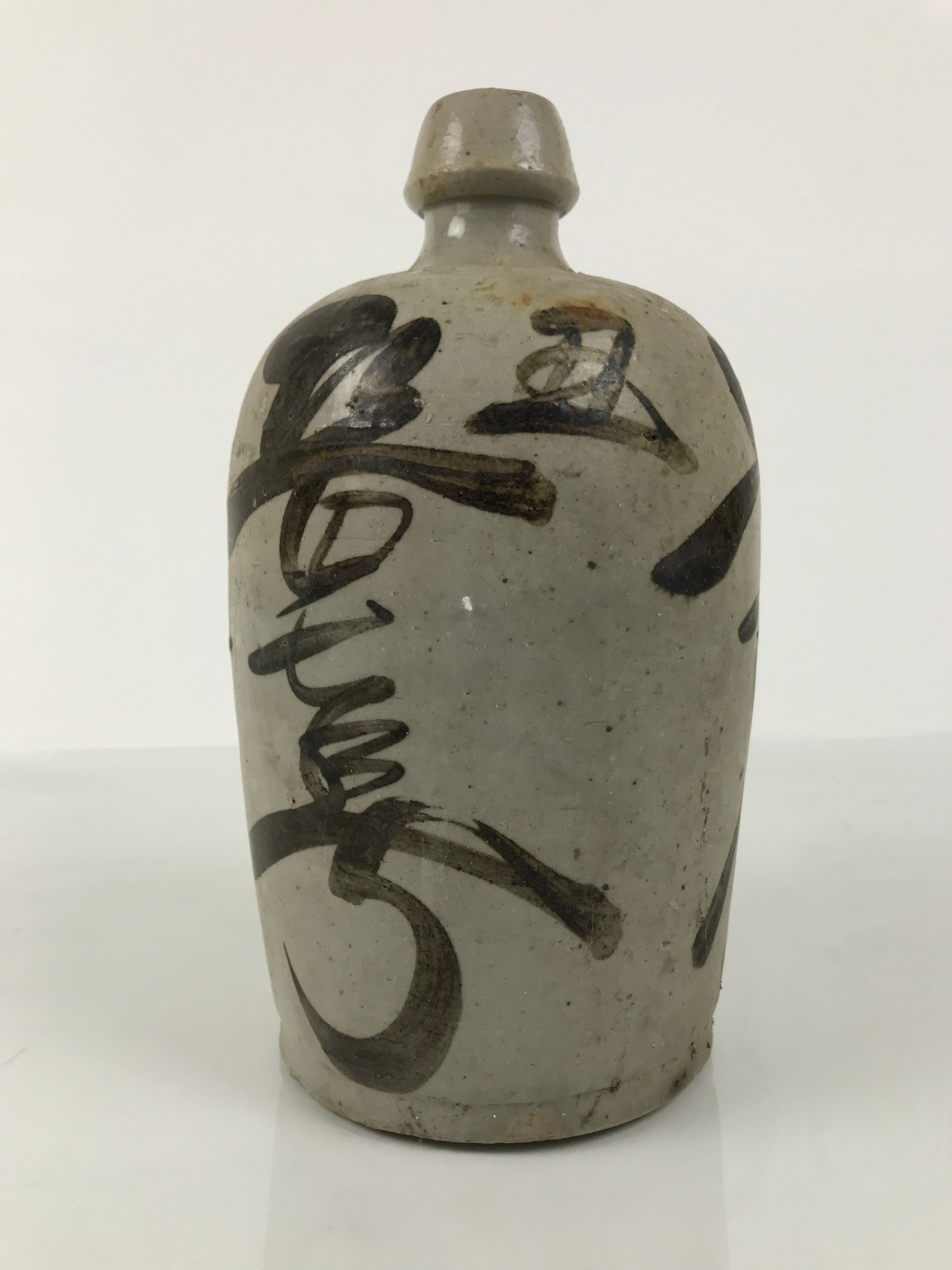 Antique Japanese Ceramic Sake Bottle Kayoi-Tokkuri Gray Kanji Toyotaya TS850