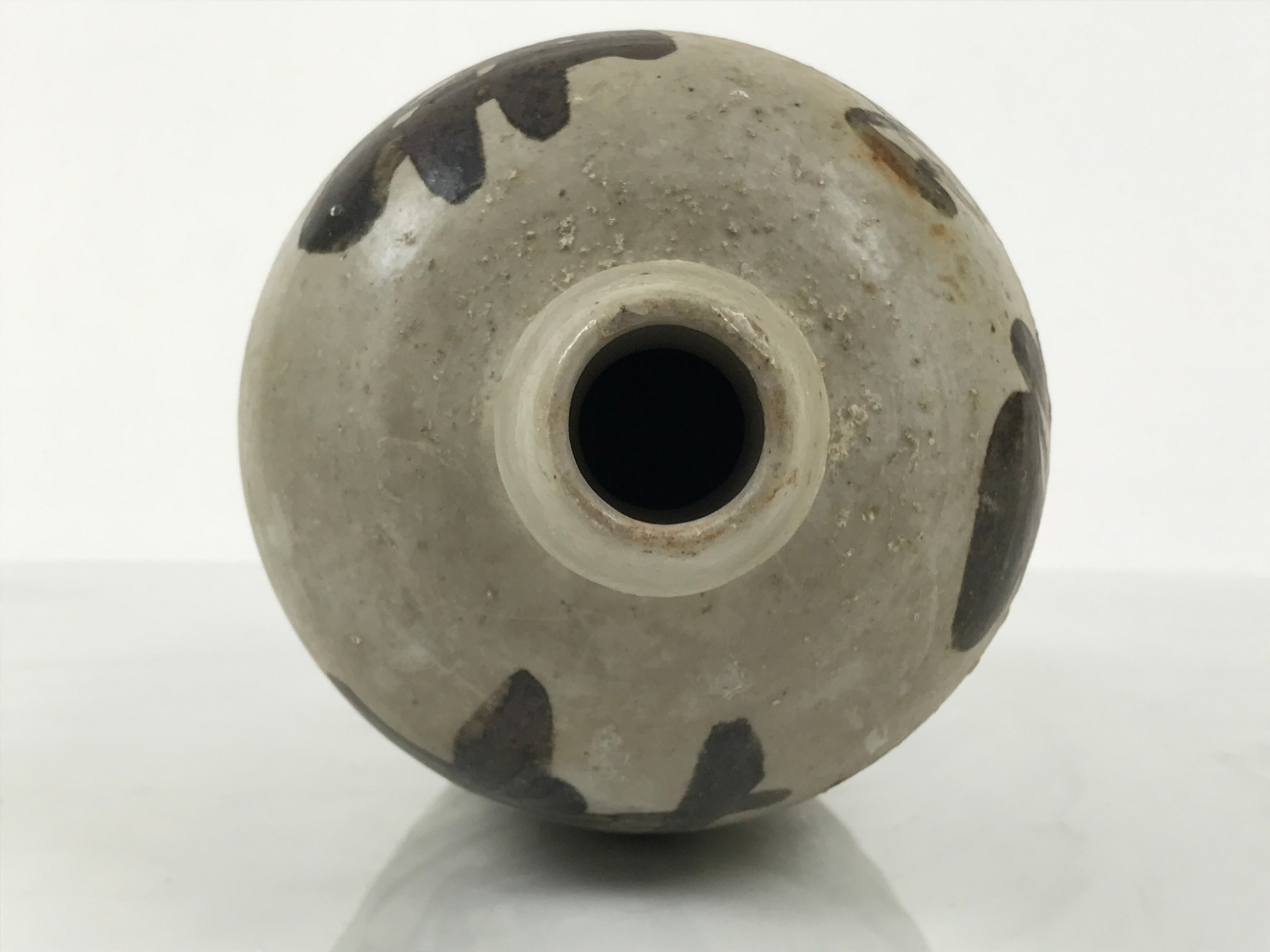 Antique Japanese Ceramic Sake Bottle Kayoi-Tokkuri Gray Kanji Toyotaya TS850