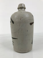 Antique Japanese Ceramic Sake Bottle Kayoi-Tokkuri Gray Kanji Yamaichi TS855