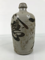 Antique Japanese Ceramic Sake Bottle Kayoi-Tokkuri Gray Kanji Yamatoku TS851