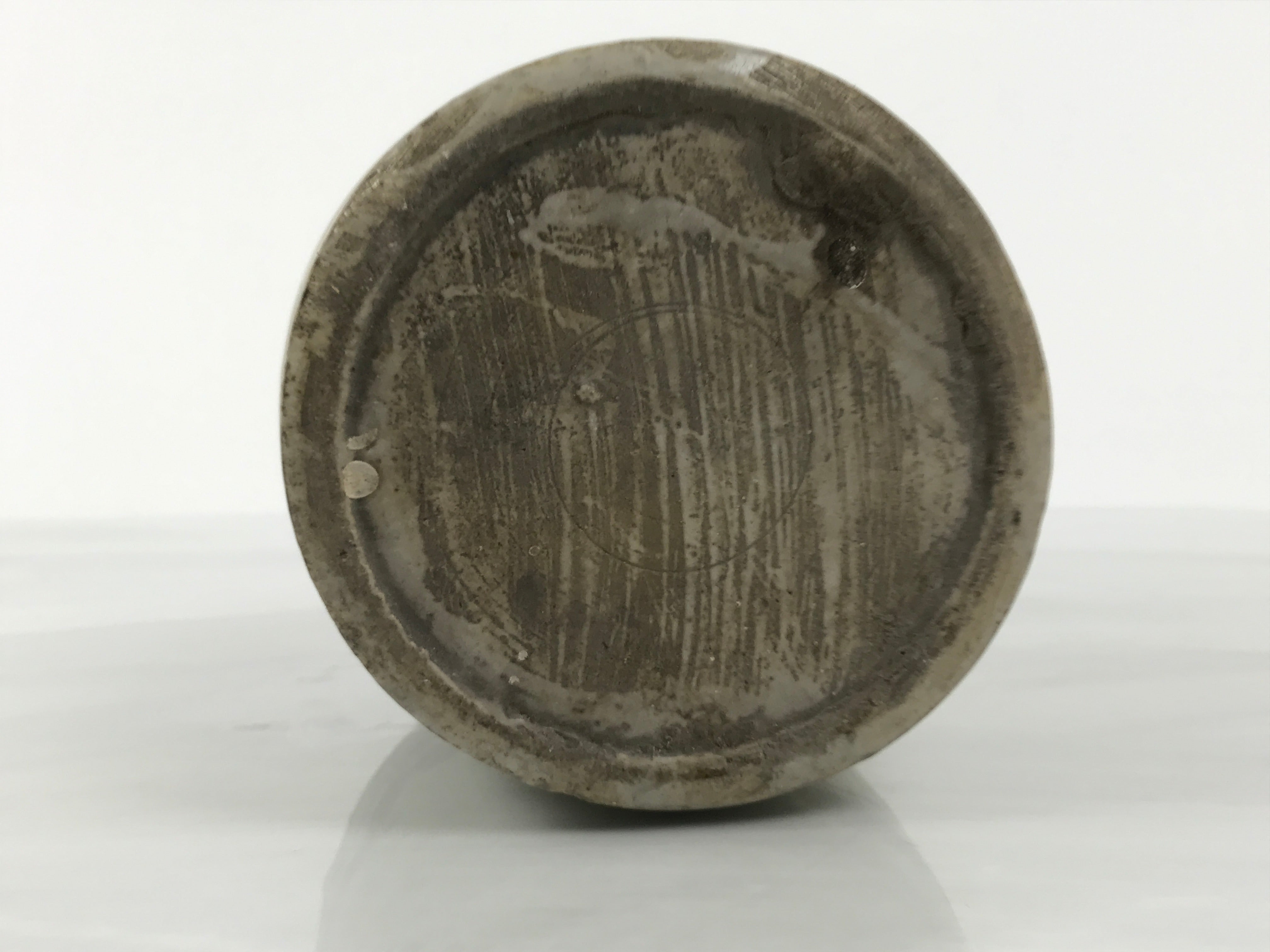 Antique Japanese Ceramic Sake Bottle Kayoi-Tokkuri Gray Kanji Yamatoku TS851