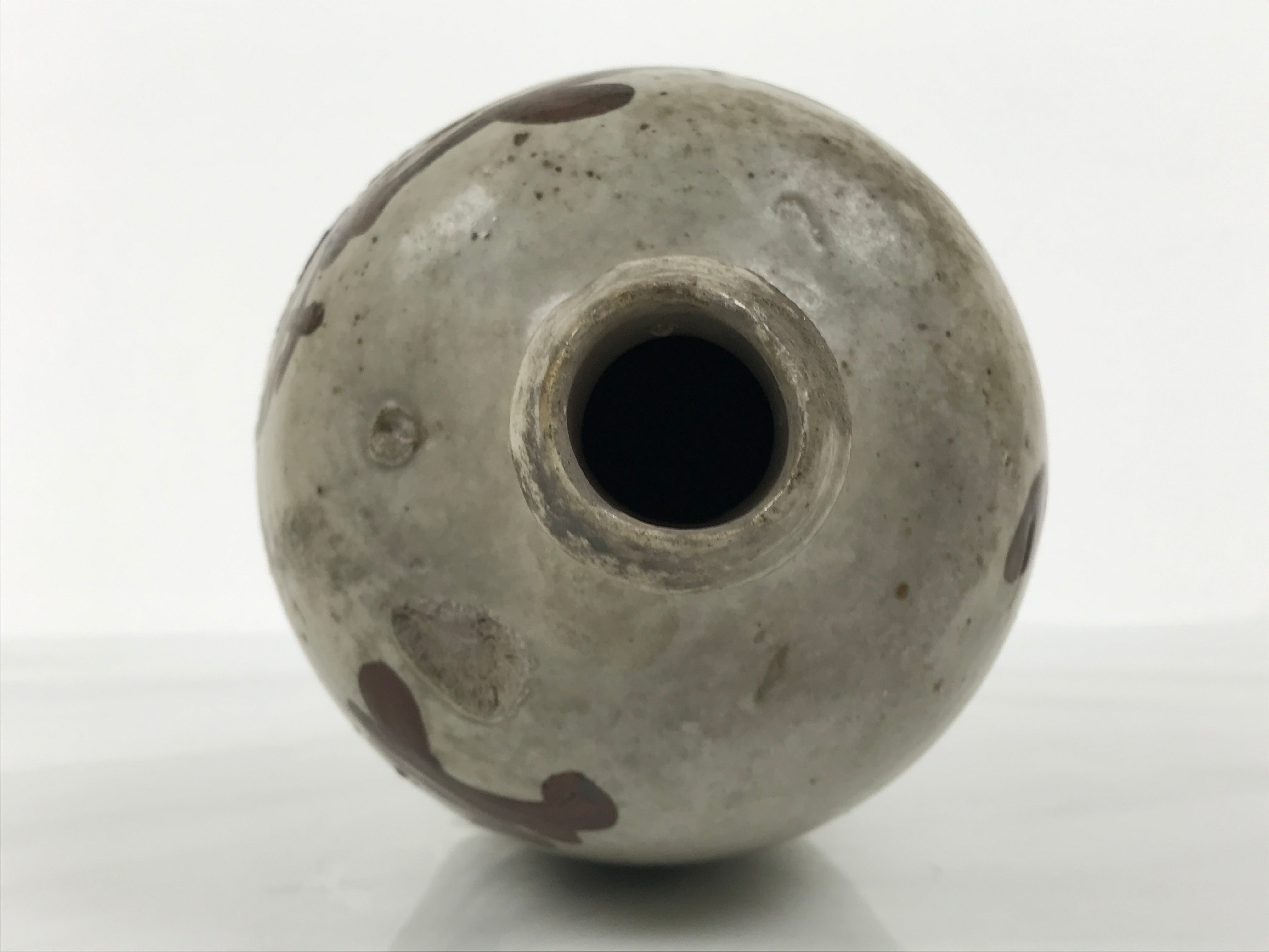 Antique Japanese Ceramic Sake Bottle Kayoi-Tokkuri Gray Kanji Yasui Manbei TS852