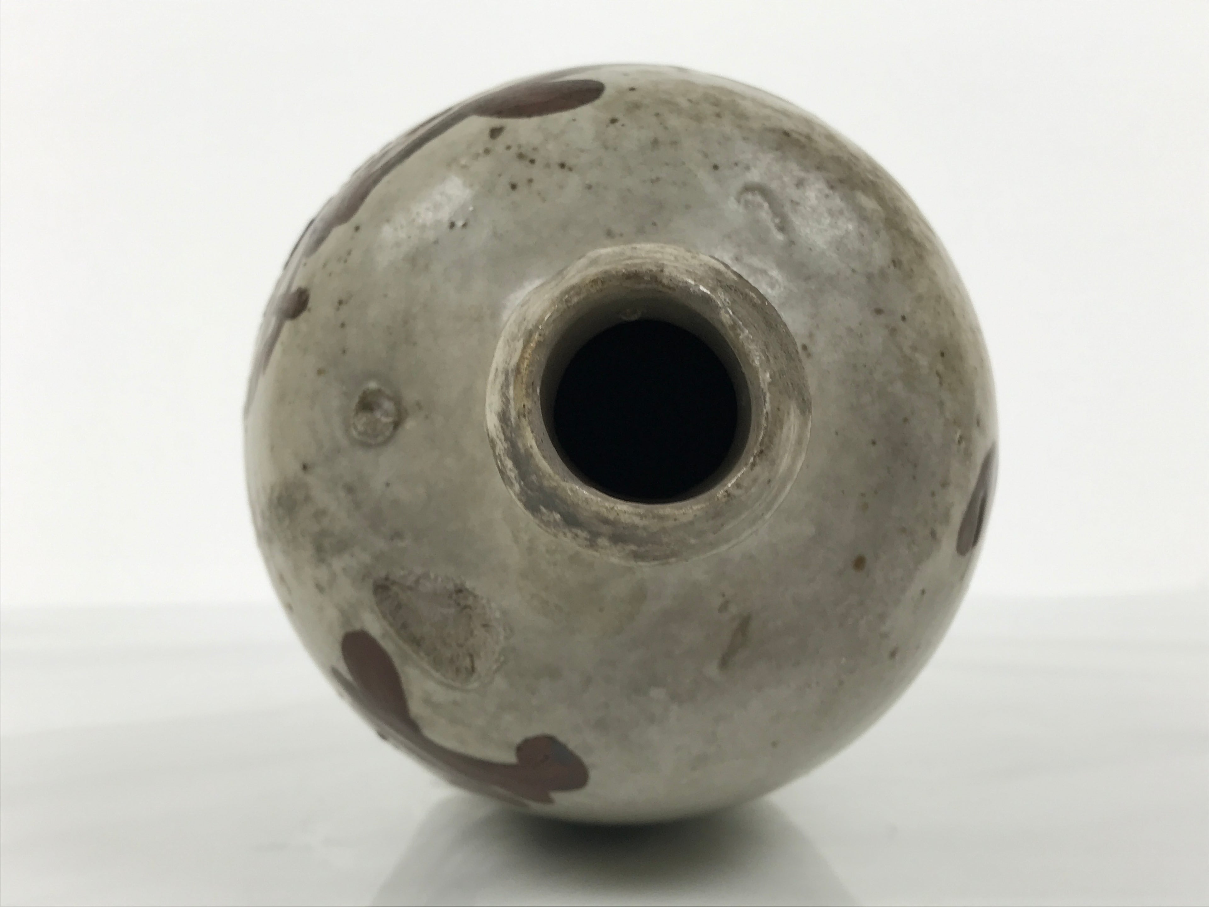 Antique Japanese Ceramic Sake Bottle Kayoi-Tokkuri Gray Kanji Yasui Manbei TS852