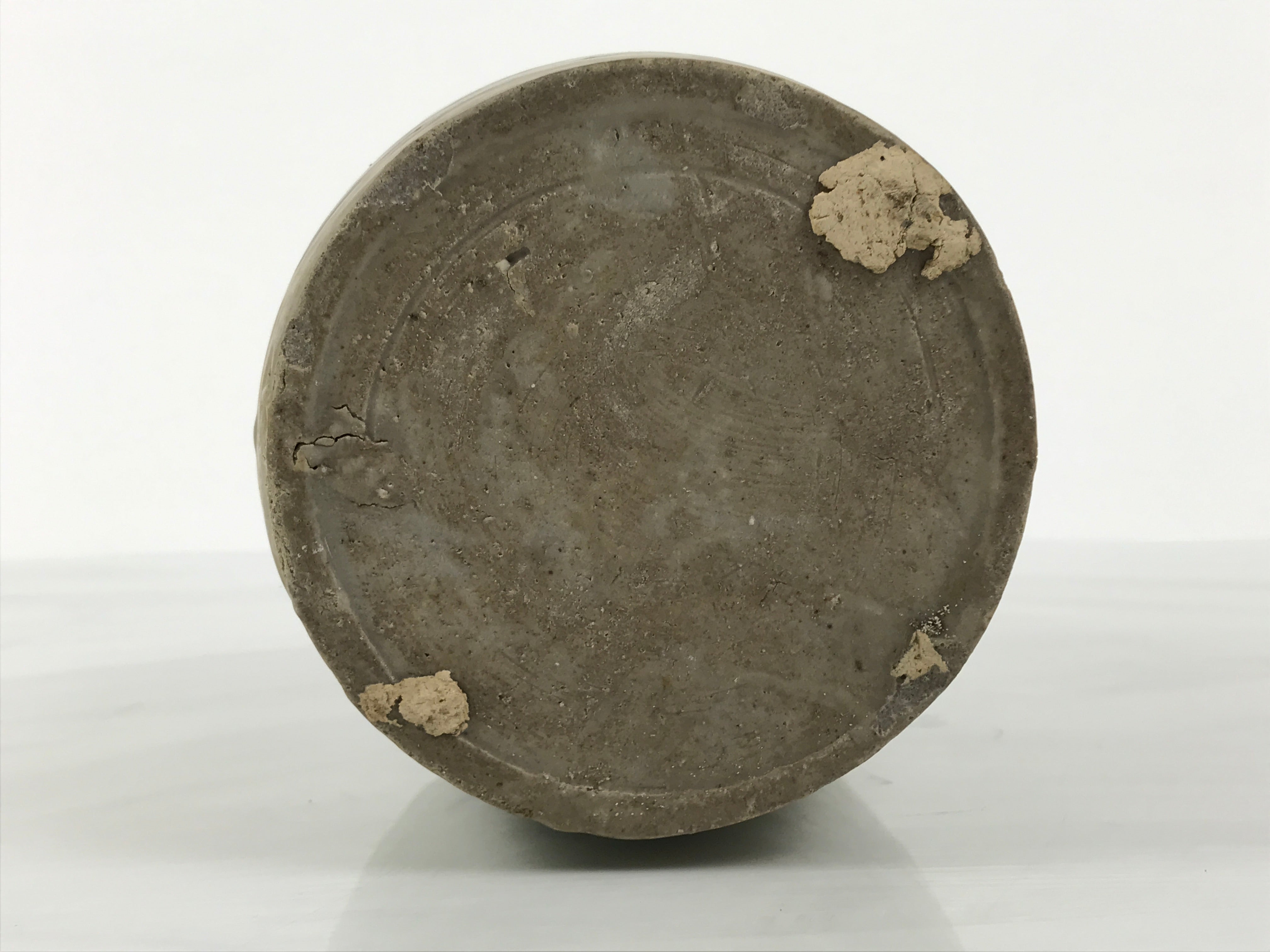 Antique Japanese Ceramic Sake Bottle Kayoi-Tokkuri Gray Kanji Yasui Manbei TS852