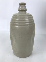 Antique Japanese Ceramic Sake Bottle Kayoi-Tokkuri Gray Plain Indentation TS804