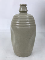 Antique Japanese Ceramic Sake Bottle Kayoi-Tokkuri Gray Plain Indentation TS804