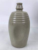 Antique Japanese Ceramic Sake Bottle Kayoi-Tokkuri Gray Plain Indentation TS804