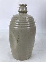 Antique Japanese Ceramic Sake Bottle Kayoi-Tokkuri Gray Plain Indentation TS804