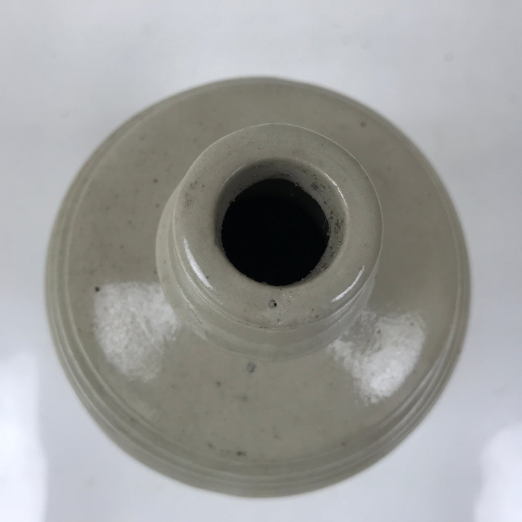 Antique Japanese Ceramic Sake Bottle Kayoi-Tokkuri Gray Plain Indentation TS804