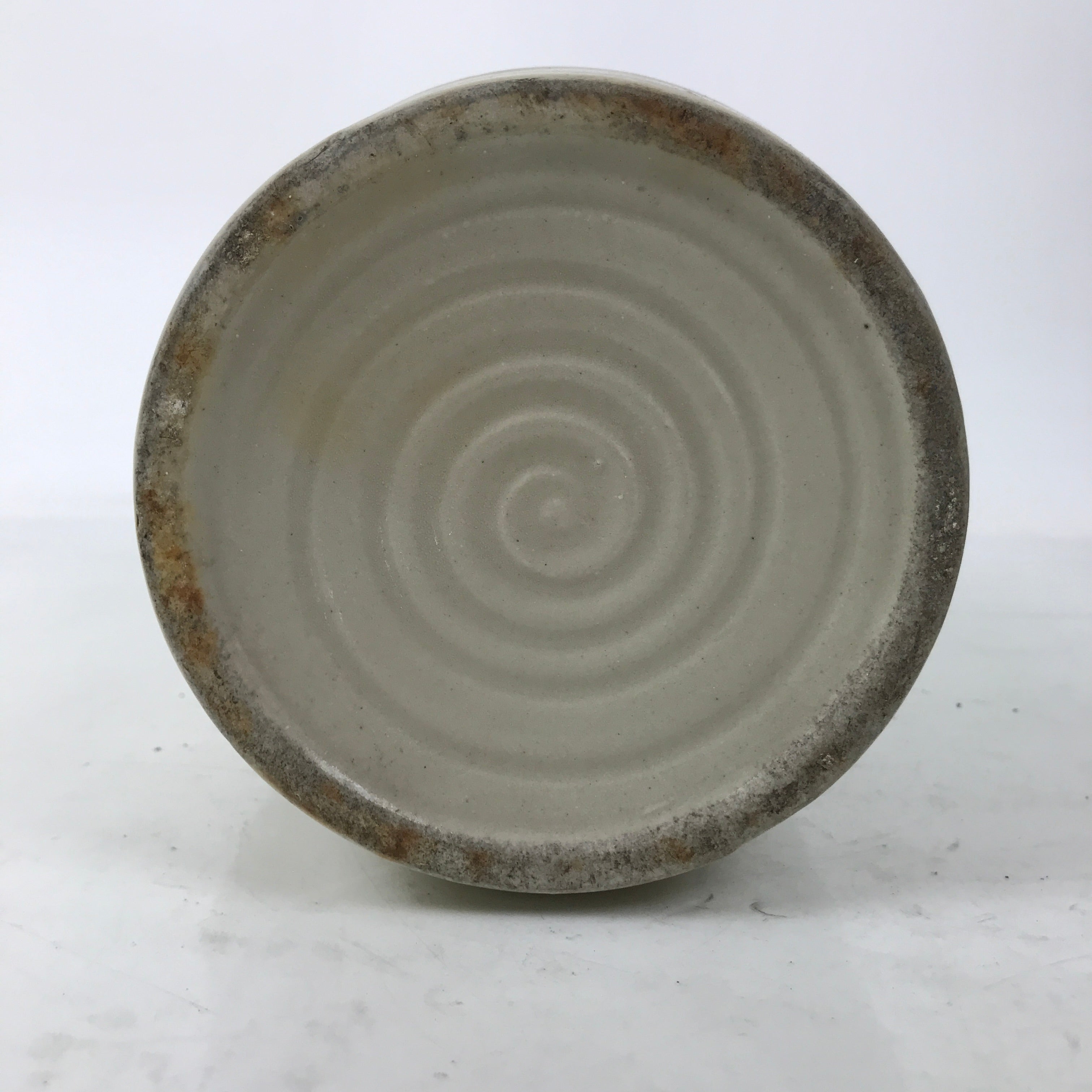Antique Japanese Ceramic Sake Bottle Kayoi-Tokkuri Gray Plain Indentation TS804