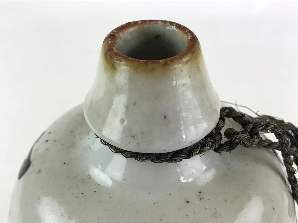 Antique Japanese Ceramic Sake Bottle Kayoi-Tokkuri Hand-Written Kanji TS498