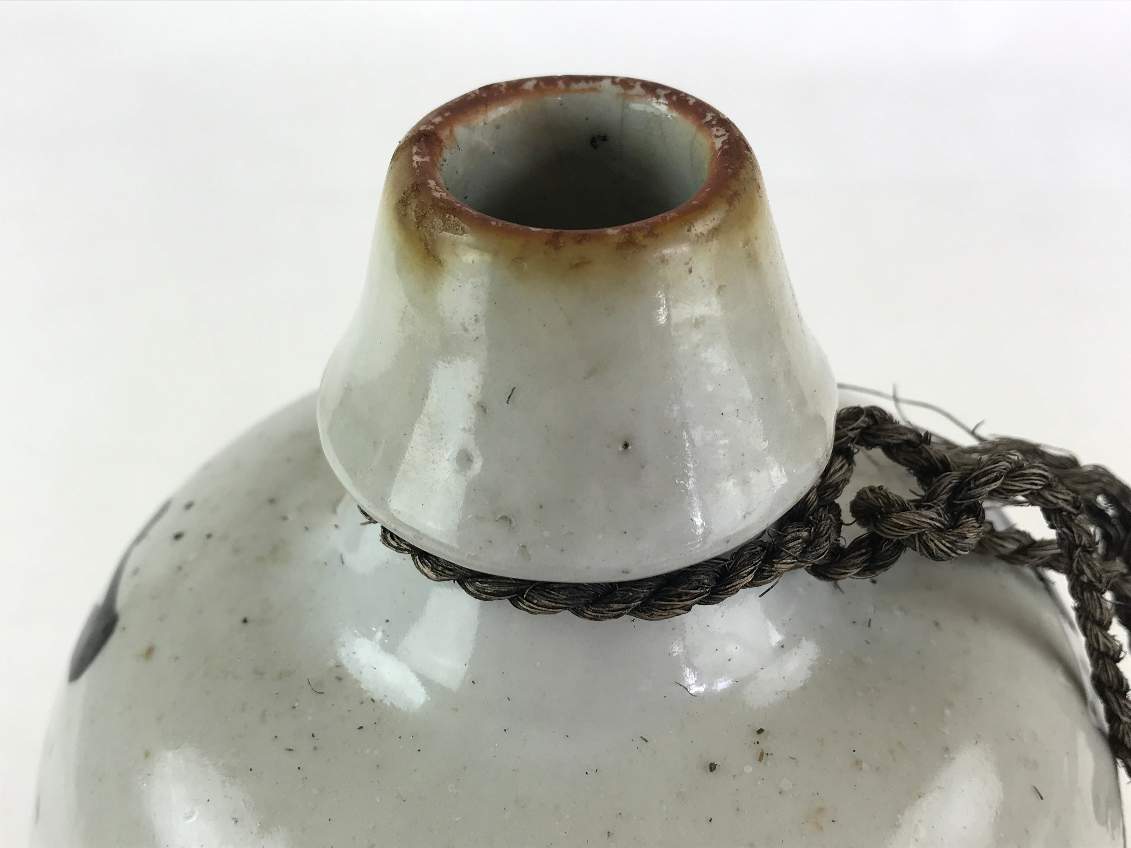 Antique Japanese Ceramic Sake Bottle Kayoi-Tokkuri Hand-Written Kanji TS498