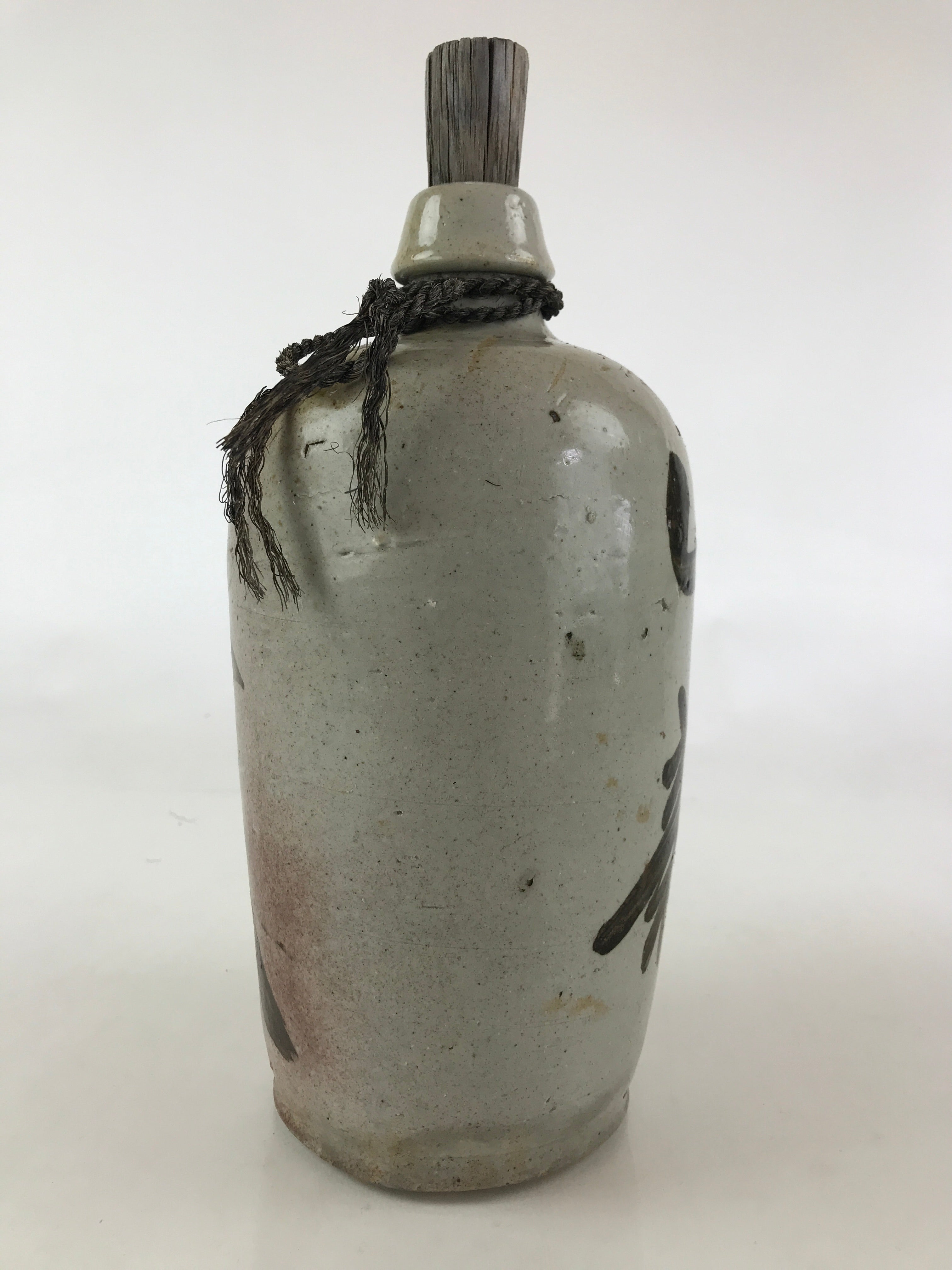 Antique Japanese Ceramic Sake Bottle Kayoi-Tokkuri Hand-Written Kanji TS499