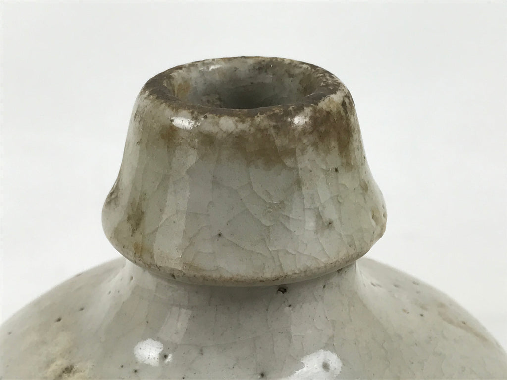 Antique Japanese Ceramic Sake Bottle Kayoi-Tokkuri Mino Gray Brown Black TS785