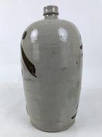 Antique Japanese Ceramic Sake Bottle Kayoi-Tokkuri Spout Large Gray Kanji TS800