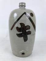 Antique Japanese Ceramic Sake Bottle Kayoi-Tokkuri Spout Large Gray Kanji TS800