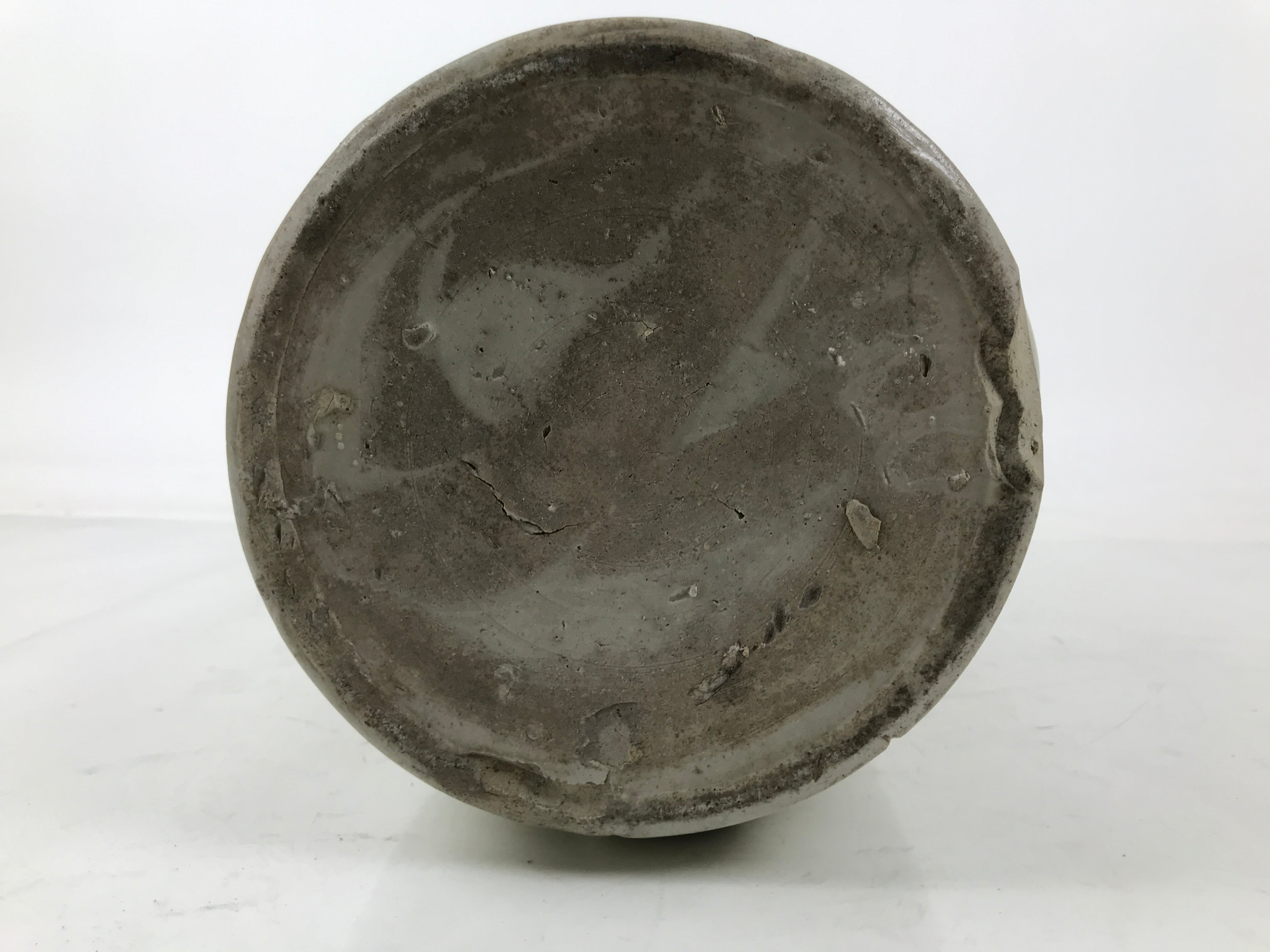 Antique Japanese Ceramic Sake Bottle Kayoi-Tokkuri Spout Large Gray Kanji TS800