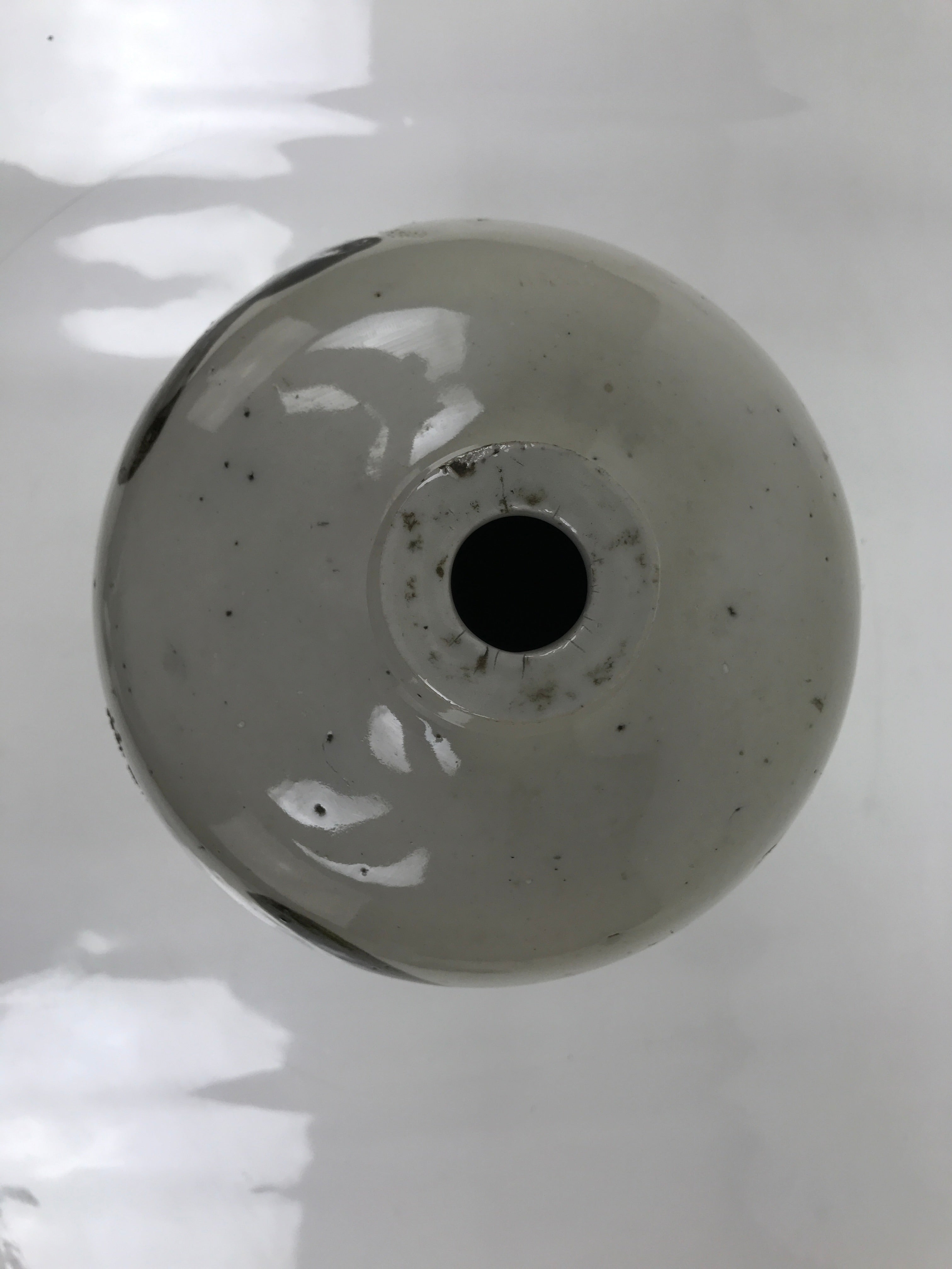 Antique Japanese Ceramic Sake Bottle Kayoi-Tokkuri Spout Large Gray Kanji TS801