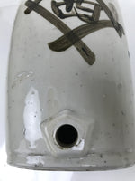 Antique Japanese Ceramic Sake Bottle Kayoi-Tokkuri Spout Large Gray Kanji TS801