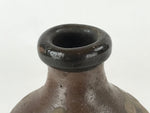 Antique Japanese Ceramic Sake Bottle Kayoi-Tokkuri Vtg Matte Brown Kanji TS585