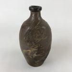 Antique Japanese Ceramic Sake Bottle Kayoi-Tokkuri Vtg Matte Brown Kanji TS585