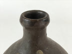 Antique Japanese Ceramic Sake Bottle Kayoi-Tokkuri Vtg Matte Brown Kanji TS587