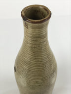 Antique Japanese Ceramic Sake Bottle Tokkuri Large Tall Brown Line Design TS628