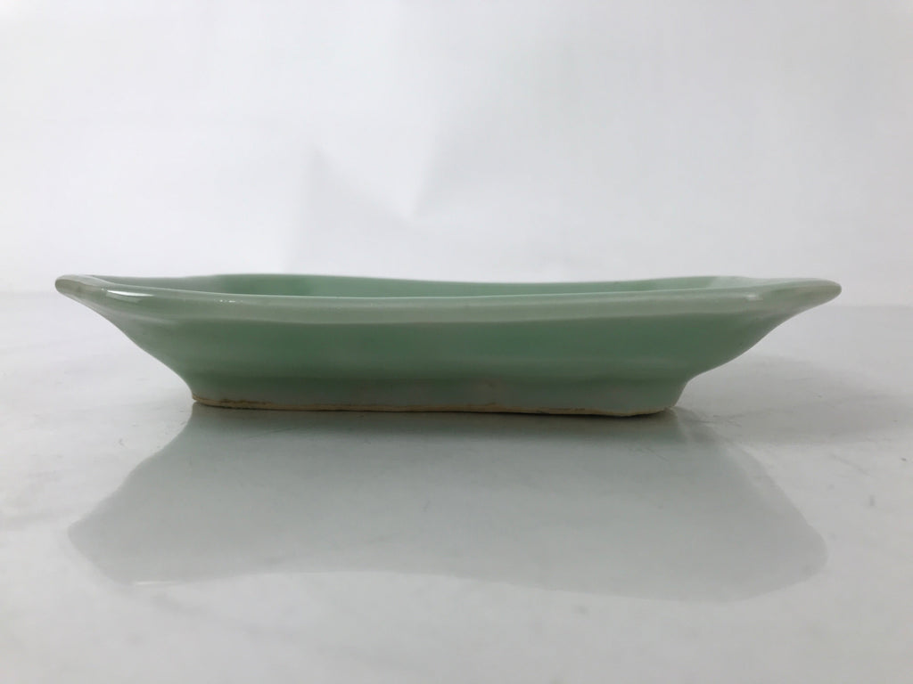 Antique Japanese Ceramic Small Plate Kozara Pottery Celadon Ho-Oh Green Y252
