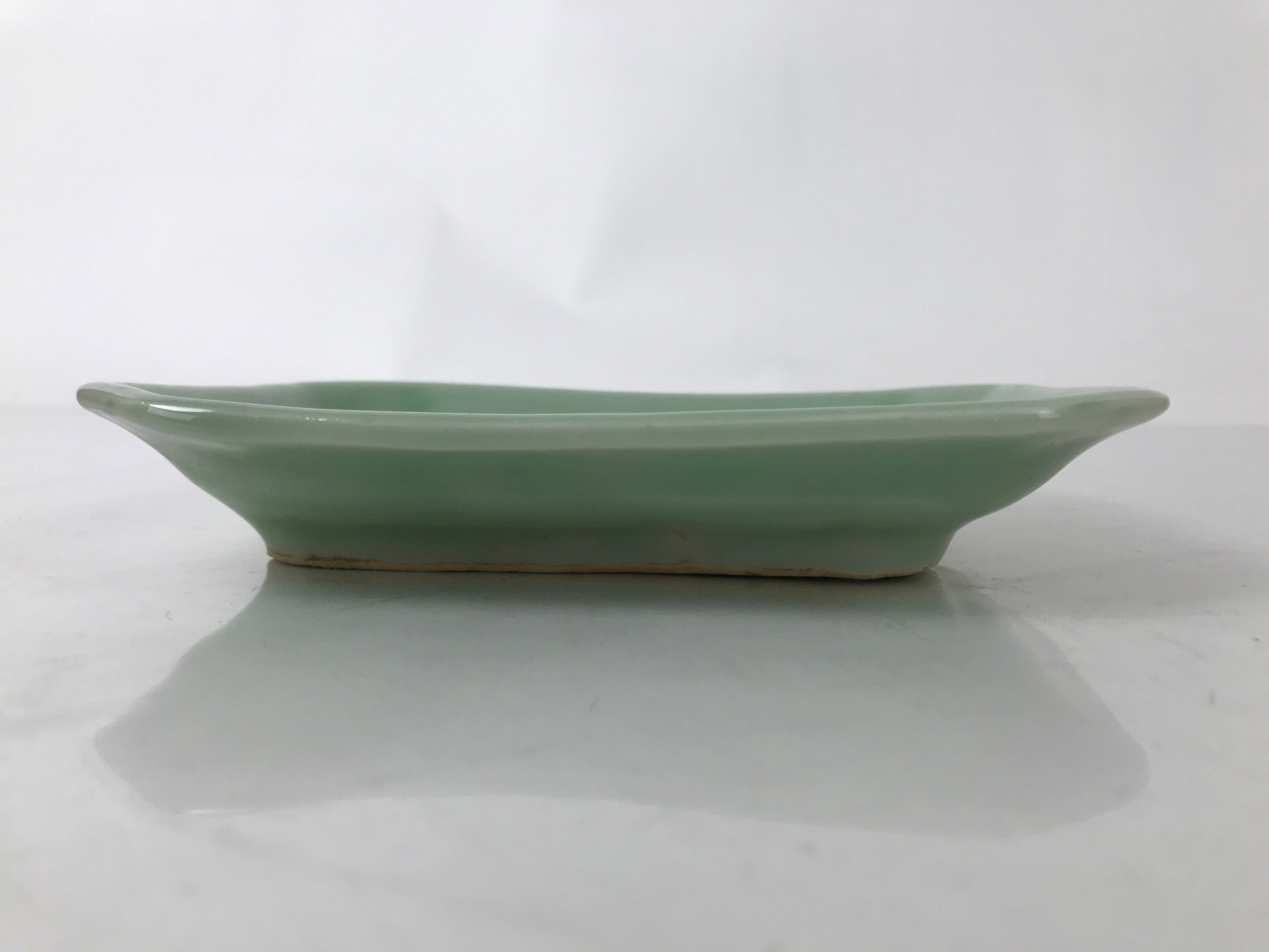 Antique Japanese Ceramic Small Plate Kozara Pottery Celadon Ho-Oh Green Y252