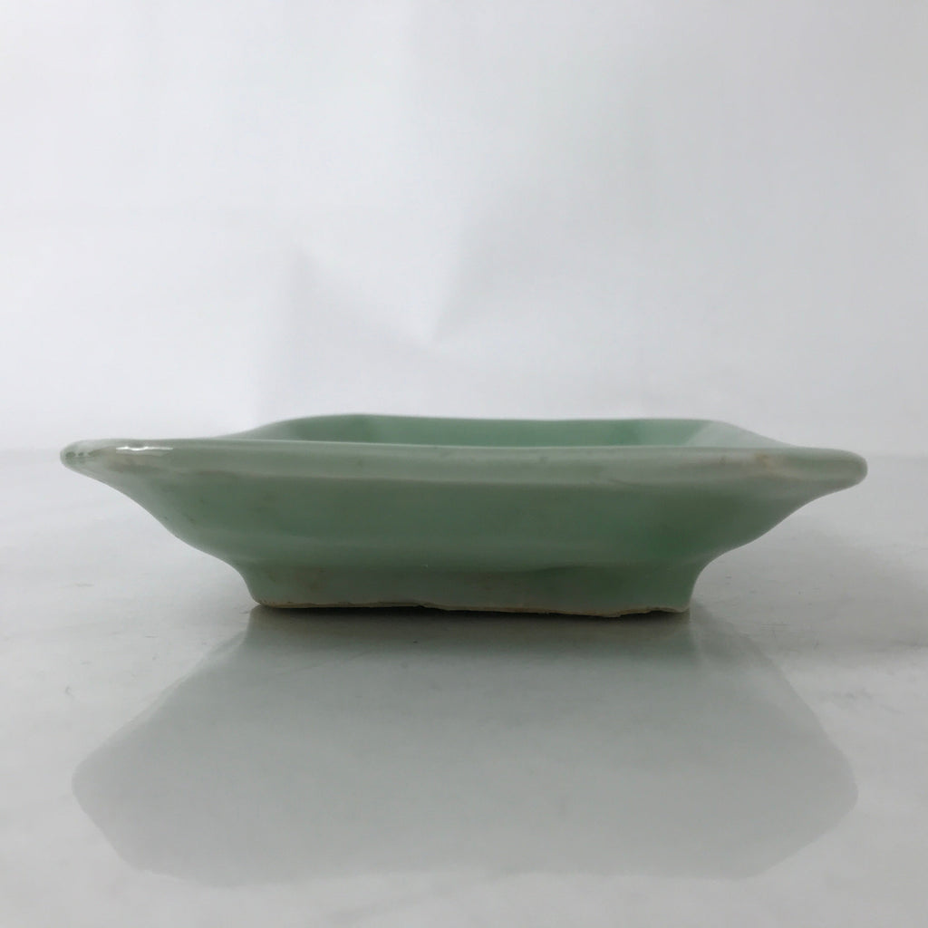 Antique Japanese Ceramic Small Plate Kozara Pottery Celadon Ho-Oh Green Y252