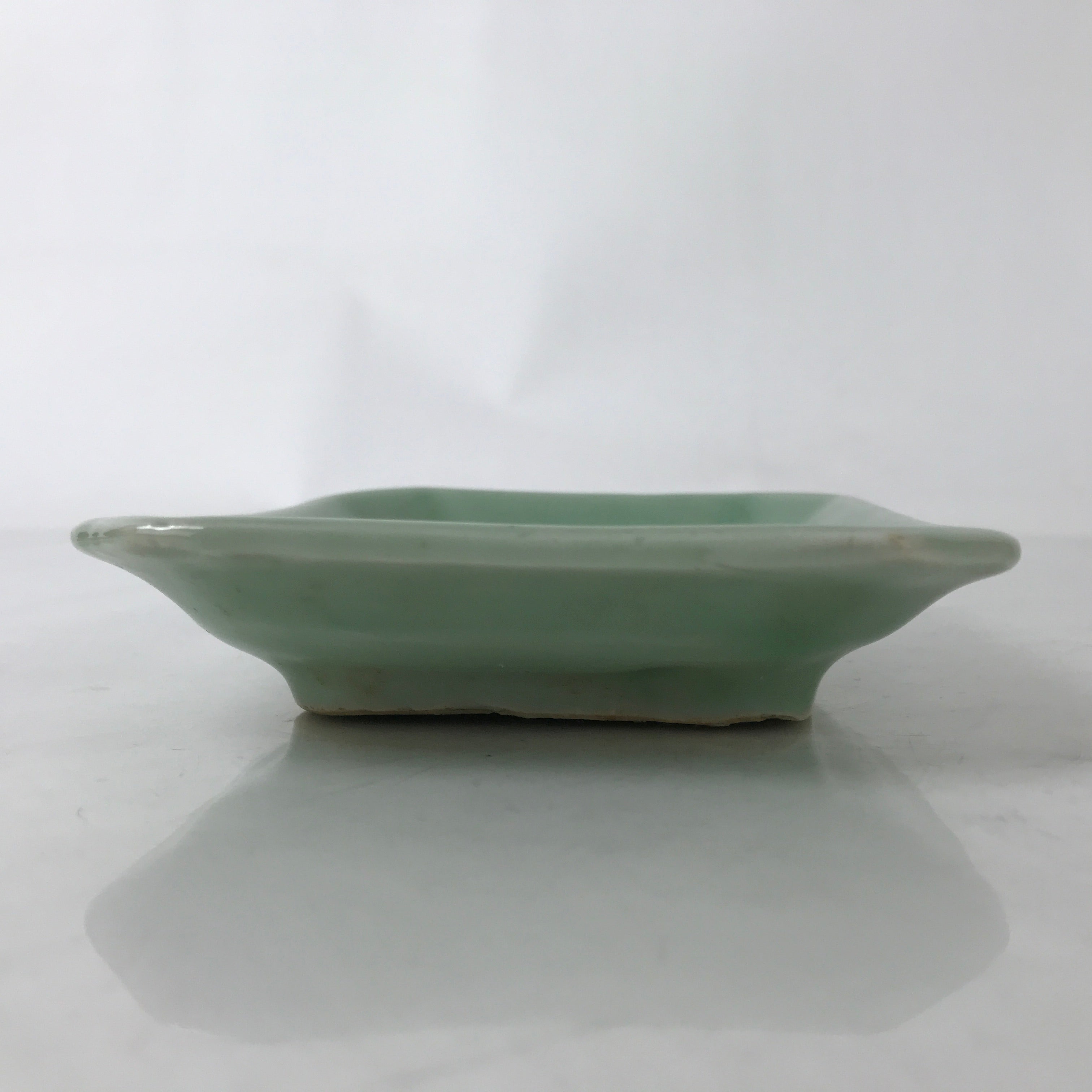 Antique Japanese Ceramic Small Plate Kozara Pottery Celadon Ho-Oh Green Y252