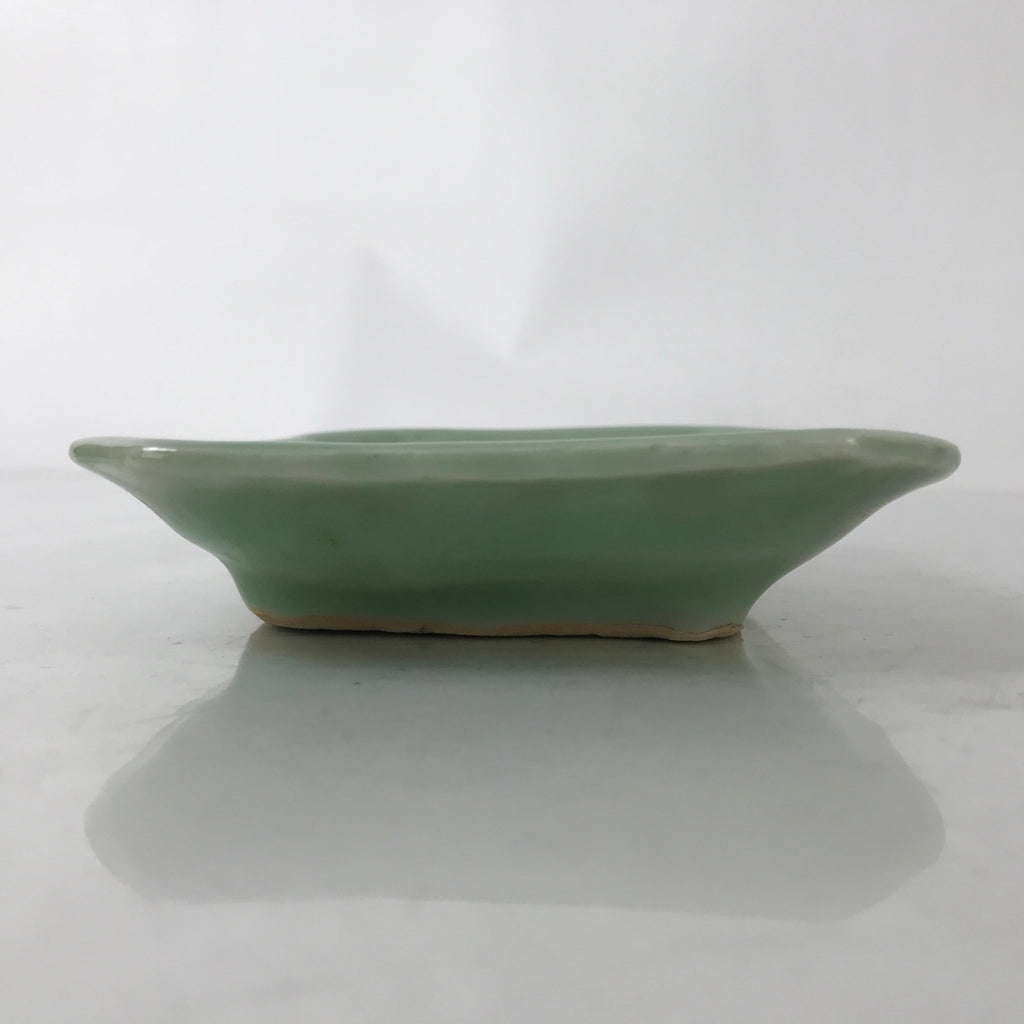 Antique Japanese Ceramic Small Plate Kozara Pottery Celadon Ho-Oh Green Y252